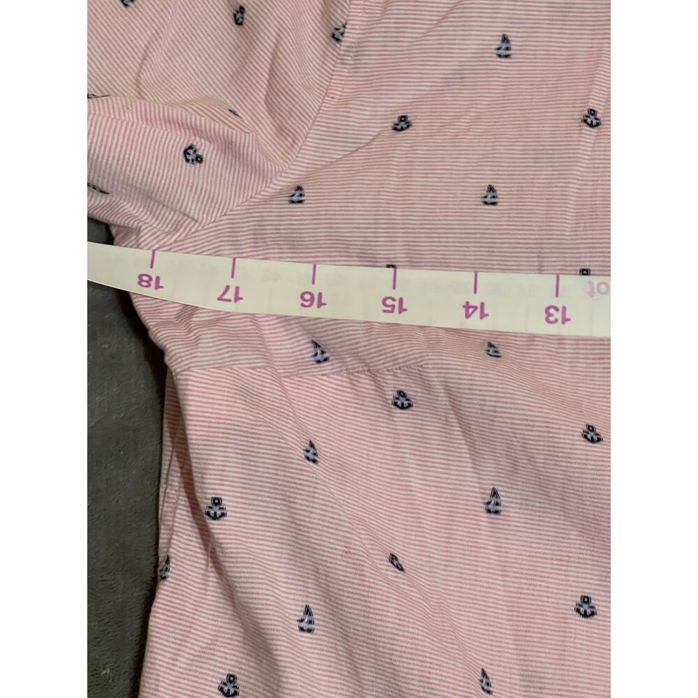Talbots SZ Small Petite Pink Long Sleeve Button Up Dress Shirt Striped Nautical - Picture 5 of 8